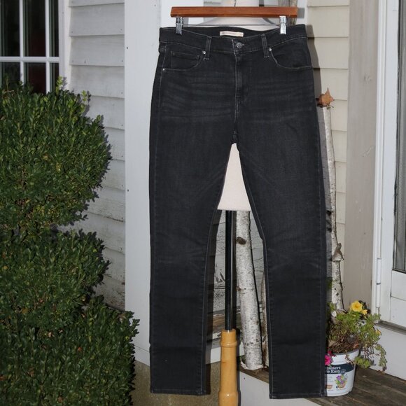 Levi's Denim - Levi's Black Medium Wash Classic Mid Rise Skinny Stretch Denim Jeans Sz 14